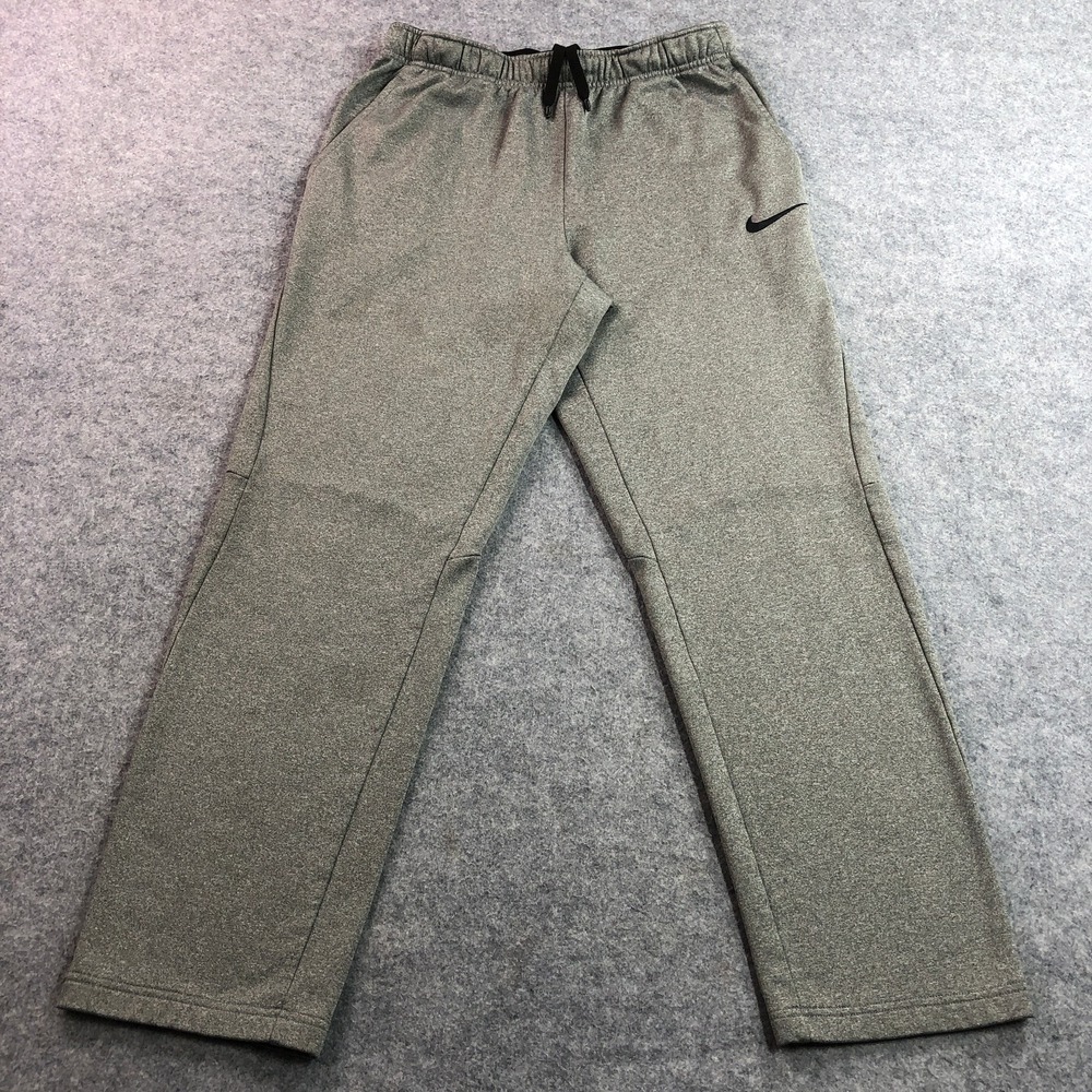 Nike Mens Dri-FIT Sweatpants Medium Gray Heathered Straight Leg Pockets